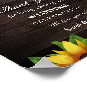 Poster Tournesol Rustique Chaîne de bois Lumières Mariage (Coin)