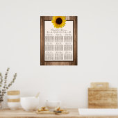 Poster Tournesol rustique et Mariage de bois Brown (Cuisine)