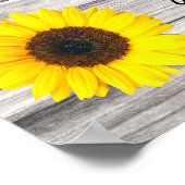 Poster Tournesol rustique Mariage de texture de bois Bien (Coin)