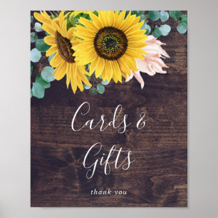 Poster Tournesol Rustique   Panneau Cartes en Bois et Cad