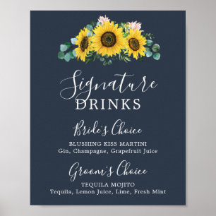 Poster Tournesol rustique Signature de la Marine Signet