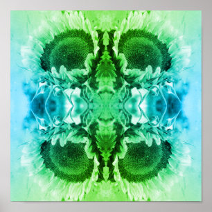 Poster Tournesol Souriant Abstrait Noir Et Blanc Tinté