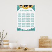 Poster Tournesol Turquoise Rustique Chic Graphique 12 (Cuisine)