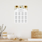 Poster Tournesol Vert Élégant Mariage Carte de siège (Cuisine)