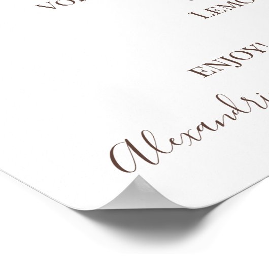 Poster Tournesol Vert Mariage Boissons Menu Signer (Coin)