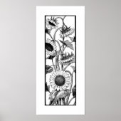 Poster Tournesol Vertical Art Imprimer Noir Et Blanc (Devant)
