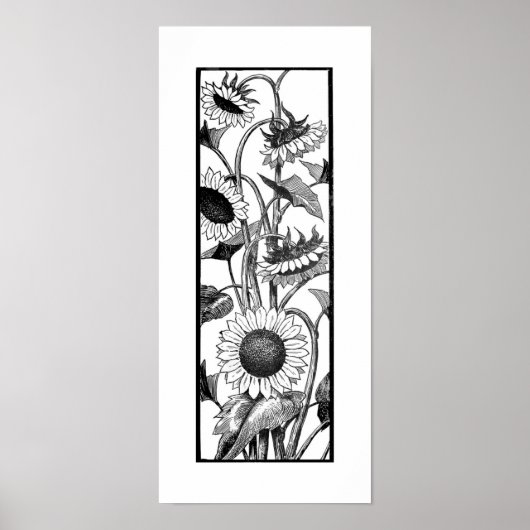 Poster Tournesol Vertical Art Imprimer Noir Et Blanc (Devant)