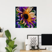 Poster Tournesol violet et or (Bureau à domicile)