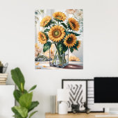 Poster Tournesols dans un vase (Bureau à domicile)