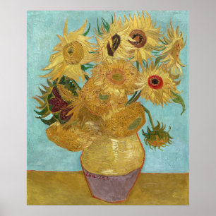 Poster Tournesols de Van Gogh - Impressionnisme bleu et j