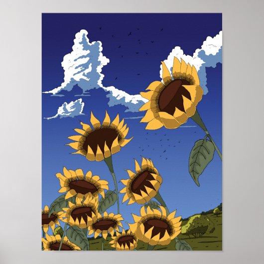 Poster Tournesols en été (Devant)