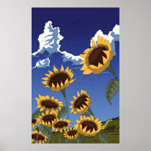 Poster Tournesols en été