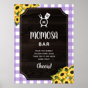 Poster Tournesols En vichy violet Monogramme Momosa Bar