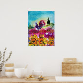 POSTER TOURNESOLS ET COQ NOIR (Cuisine)