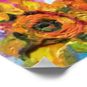 POSTER TOURNESOLS ET COQ NOIR (Coin)