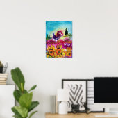 POSTER TOURNESOLS ET COQ NOIR (Bureau à domicile)