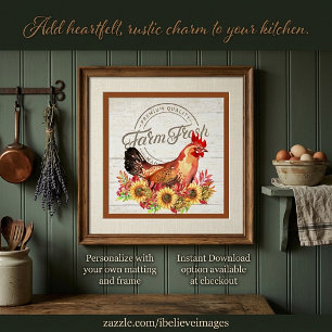 Poster Tournesols et poulet de la ferme frais