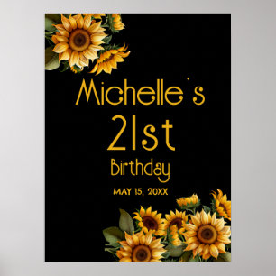 Poster Tournesols Jaunes Noir 21e Anniversaire