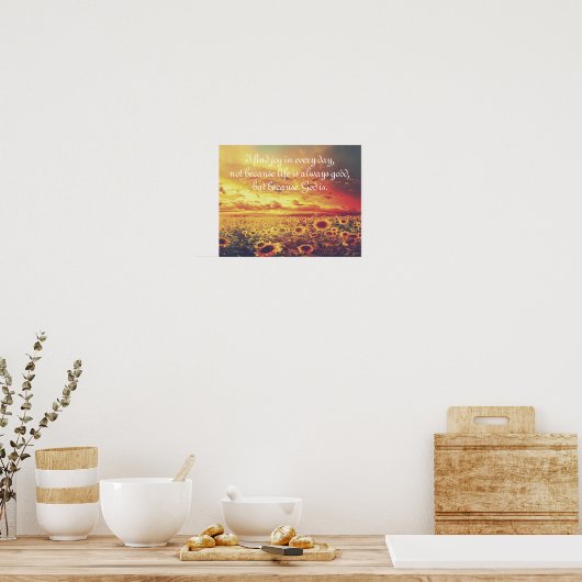 Poster Tournesols, Je Trouve Joie... Devis inspirant (Cuisine)