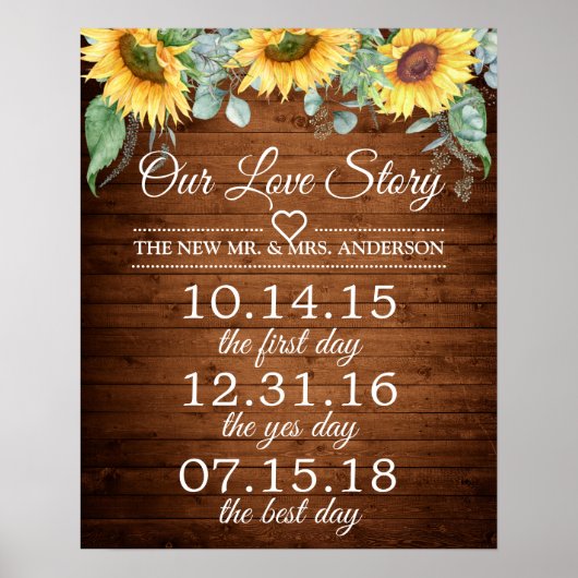 Poster Tournesols Notre histoire d'amour Timeline Mariage (Devant)