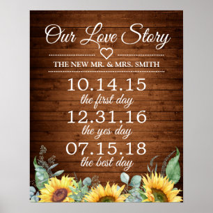 Poster Tournesols Notre histoire d'amour Timeline Mariage