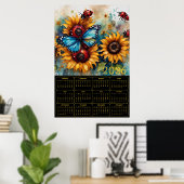 Poster Tournesols, Papillon et coccinelles (Bureau à domicile)