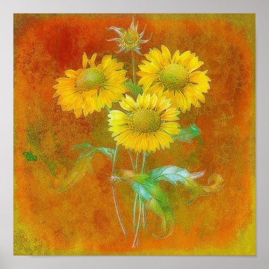Poster Tournesols peints doux (Devant)