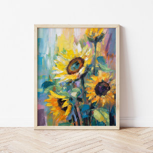 Poster Tournesols Peinture Abstraite Florale moderne