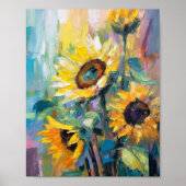 Poster Tournesols Peinture Abstraite Florale moderne (Devant)