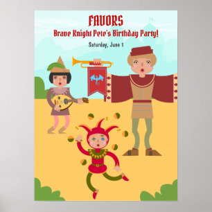 Poster Tournoi médiéval des chevaliers fête d'anniversair