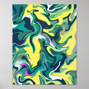 Poster Tournoyants Abstraits Vibrants en Jaune et Vert