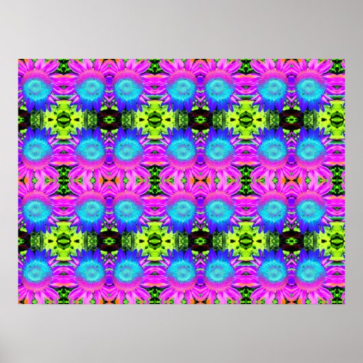 Poster Tournsoleil abstraits bleus, fleurs mandala (Devant)
