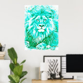 Poster *~* Tourquoise Art Artistique Céleste LION AP23 (Bureau à domicile)