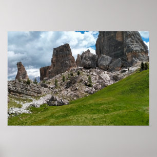 Poster Tours de roche et prairies alpines Photo de mont