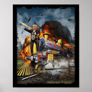 Poster Tous à bord du train Trump amusant Donald Trump 20