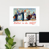 Poster Tous Ensemble ! enrôler dans la marine (US02280B) (Bureau à domicile)