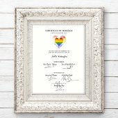Poster Tous les certificats de Mariage LGBT Pride Rainbow