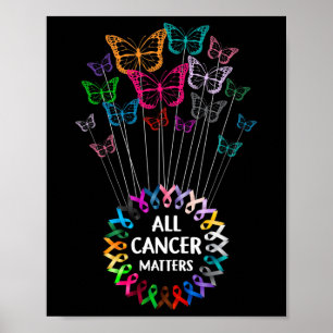 Poster Tous les problèmes de cancer Papillons Ribbons Wor