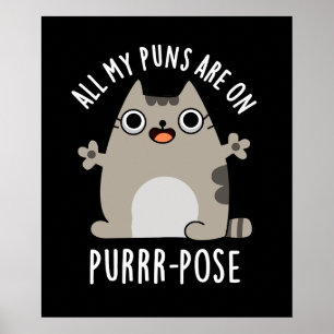 Poster Tous Mes Puns Sont Sur Purr-pose Drôle Pun Chat Da