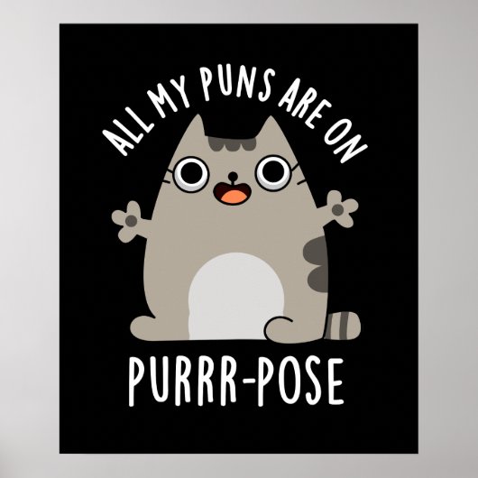 Poster Tous Mes Puns Sont Sur Purr-pose Drôle Pun Chat Da (Devant)