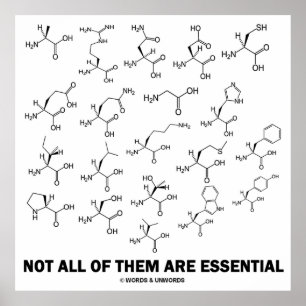 Poster Tous Ne Sont Pas Essentiels (20 Acides Aminés)