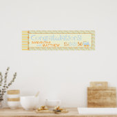 Poster Tout À Bord ! Bannière Baby shower du train (Cuisine)