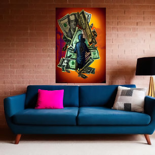 Poster Tout ce dont j'ai besoin, c'est d'argent AI Art