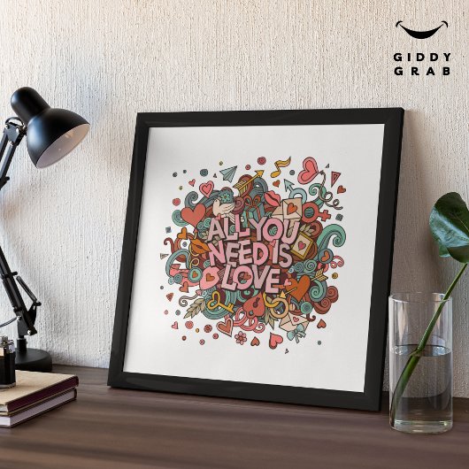 Poster Tout ce dont vous avez besoin est amour Retro Typo