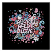 Poster Tout ce dont vous avez besoin est amour Retro Typo (Devant)