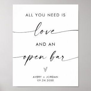 Poster Tout ce dont vous avez besoin est l'amour et un ma