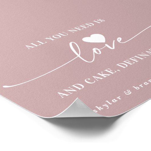 Poster Tout ce dont vous avez besoin est Love & Cake Mauv (Coin)