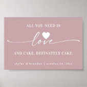 Poster Tout ce dont vous avez besoin est Love & Cake Mauv (Devant)