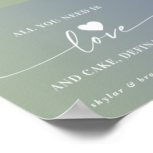 Poster Tout ce dont vous avez besoin est Love & Cake Ombr (Coin)