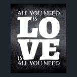 Poster Tout ce dont vous avez besoin est Love Citation Po<br><div class="desc">Traitement graphique amusant avec la citation "Tout ce dont vous avez besoin est l'AMOUR est tout ce dont vous avez besoin".</div>